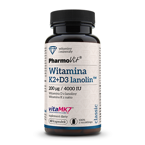 K2 + D3 lanolin Pharmovit Classic – zdrowe kości i mięśnie – 60 kapsułek