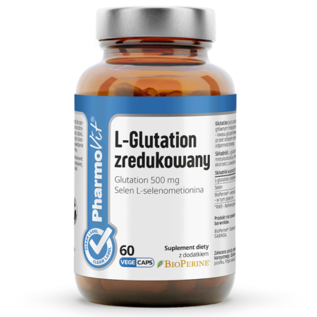 Pharmovit L-Glutation zredukowany 500 mg + Selen + BioPerine® – suplement antyoksydacyjny – 60 kapsułek Vege