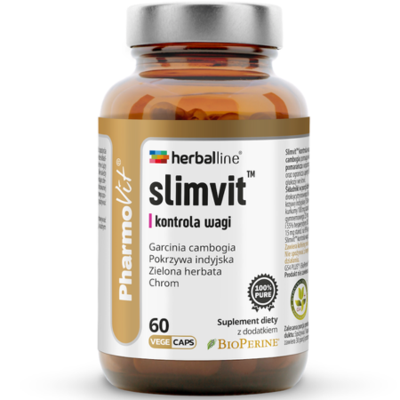 Pharmovit Slimvit™ – Kontrola wagi – suplement diety z ekstraktami roślinnymi i BioPerine® – 60 kapsułek Vege