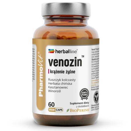 Pharmovit Venozin™ – Krążenie żylne – suplement diety z ekstraktami roślinnymi i BioPerine® – 60 kapsułek Vege
