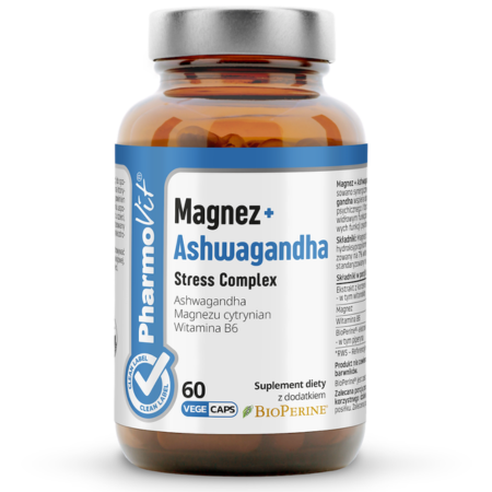 Pharmovit Clean Label Magnez + Ashwagandha Stress Complex – 60 kapsułek vege