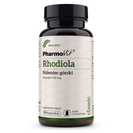 Pharmovit Classic Rhodiola Różeniec górski 4:1 140 mg 90 kapsułek – suplement diety adaptogen na stres i zmęczenie