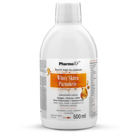 Pharmovit Włosy Skóra Paznokcie – płyn z kolagenem, biotyną, MSM i witaminami – 500 ml