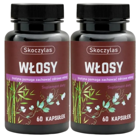 Skoczylas WŁOSY 60 kapsułek – suplement z L-cysteiną, biotyną i L-metioniną wspierający kondycję włosów, skóry i paznokci.