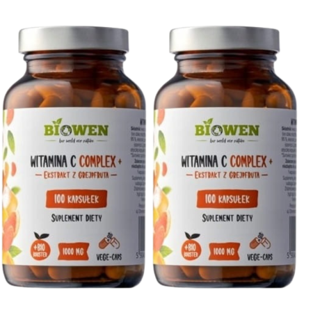 Biowen Witamina C Complex+ – naturalna witamina C z dzikiej róży, grejpfruta i perełkowca, 100 kapsułek dla odporności i kolagenu