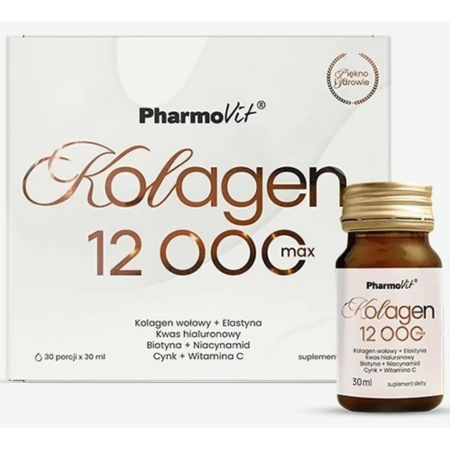 Pharmovit Kolagen 12000 Max płyn – suplement diety z kolagenem, elastyną i kwasem hialuronowym