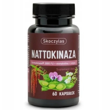 Zdjęcie produktu Nattokinaza Fermokinase® 2000 FU z monakoliną i rutyną – Skoczylas. Suplement diety w kapsułkach VEGE, 60 sztuk.