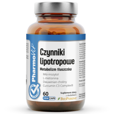 Czynniki Lipotropowe Metabolizm Tłuszczów Clean Label Pharmovit – wsparcie wątroby, metabolizmu tłuszczów i trawienia – 60 kapsułek
