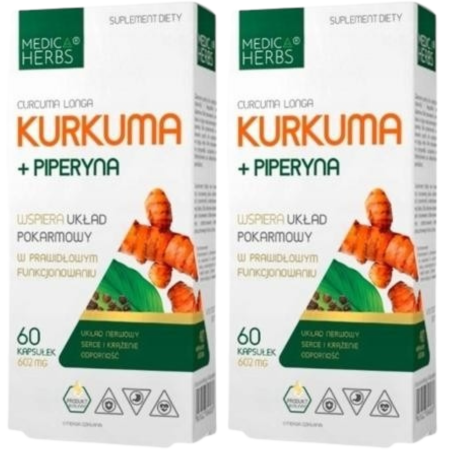 kurkuma z piperyną medica herbs – naturalne wsparcie trawienia i odporności – 60 kapsułek