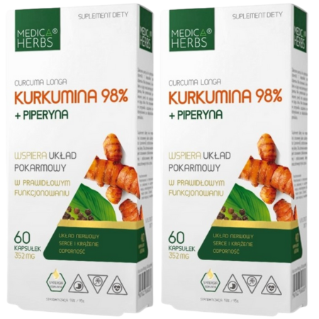kurkumina 98 procent z piperyną medica herbs – 60 kapsułek suplement diety