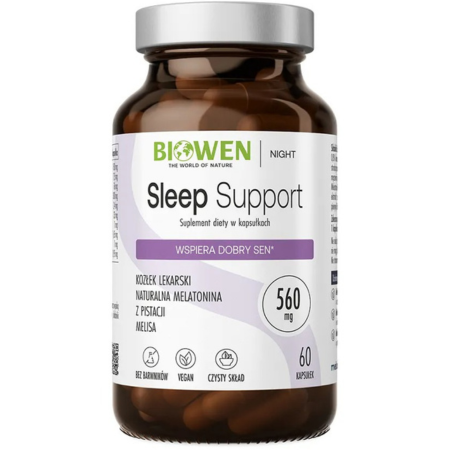 Biowen Sleep Support 60 kapsułek – ziołowe kapsułki na sen z melatoniną roślinną i melisą