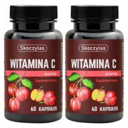 Skoczylas WITAMINA C acerola 60 kapsułek – naturalna witamina C z aceroli wspierająca odporność, ochronę komórek i produkcję kolagenu.
