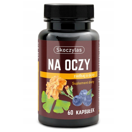 Skoczylas Na Oczy – suplement diety z luteiną, zeaksantyną i ekstraktem z aksamitki dla wsparcia wzroku i ochrony siatkówki oka, 60 kapsułek.