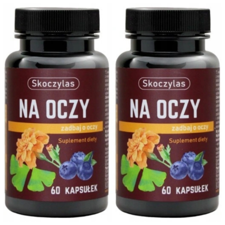 Skoczylas Na Oczy – suplement diety z luteiną, zeaksantyną i ekstraktem z aksamitki dla wsparcia wzroku i ochrony siatkówki oka, 60 kapsułek.