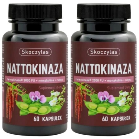Nattokinaza Fermokinase® 2000 FU z monakoliną i rutyną – Skoczylas. Suplement diety w kapsułkach VEGE, 60 sztuk.