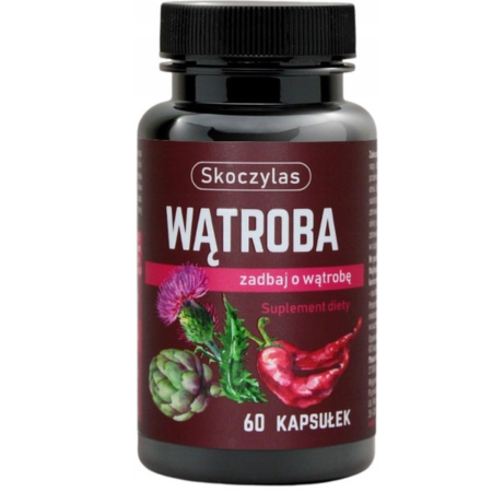 Skoczylas Wątroba – suplement diety wspierający funkcje detoksykacyjne i zdrowie wątroby dzięki naturalnym ekstraktom roślinnym, 60 kapsułek.
