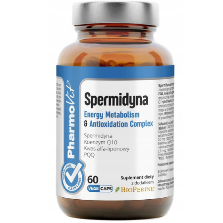 Spermidyna Energy Metabolism &amp; Antioxidation Pharmovit – suplement diety Clean Label, 60 kapsułek