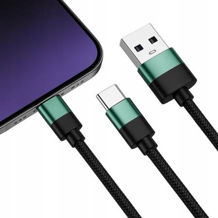 Kabel USB-A USB-C TYMEKO 1m w oplocie nylonowym z szybkim ładowaniem