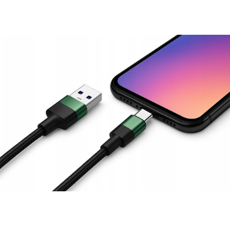 Kabel USB-A USB-C TYMEKO 1m w oplocie nylonowym z szybkim ładowaniem