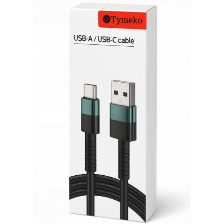 Kabel USB-A USB-C TYMEKO 1m w oplocie nylonowym z szybkim ładowaniem