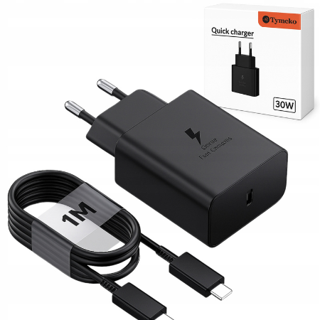 Ładowarka sieciowa PD 30W TYMEKO z kablem USB-C 1m zestaw do szybkiego ładowania
