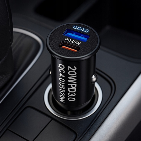 Ładowarka samochodowa TYMEKO 20W USB i USB-C z technologią PD QC 4.0