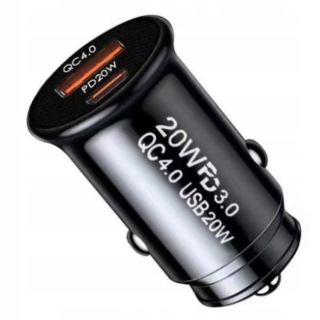 Ładowarka samochodowa TYMEKO 20W USB i USB-C z technologią PD QC 4.0