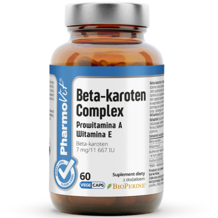 Beta-karoten Complex Prowitamina A Witamina E Pharmovit – suplement diety Clean Label w kapsułkach roślinnych