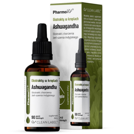 Ashwagandha krople 30 ml Pharmovit – naturalny ekstrakt Clean Label wspierający odporność na stres