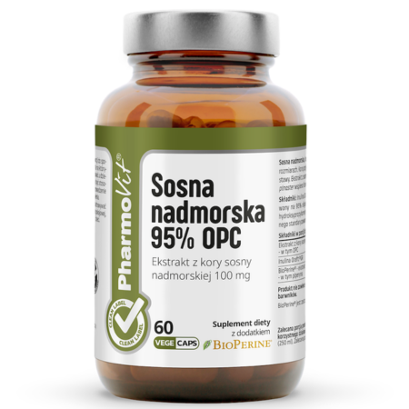 Sosna nadmorska 95% OPC 60 kapsułek Pharmovit – suplement Clean Label wspierający krążenie krwi