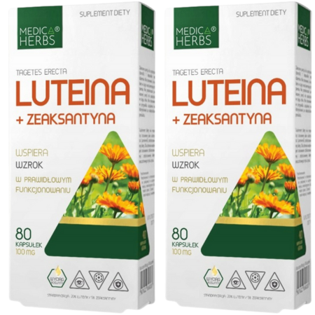 Luteina + Zeaksantyna 80 kapsułek Medica Herbs – suplement diety wspierający zdrowie oczu i wzroku