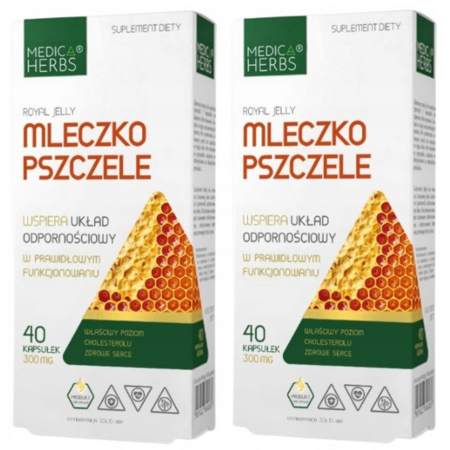 Mleczko Pszczele 300 mg 40 kapsułek Medica Herbs – suplement diety na odporność i witalność