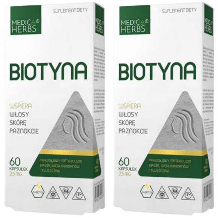 Biotyna 2,5 mg 60 kapsułek Medica Herbs – suplement diety na włosy, skórę i paznokcie