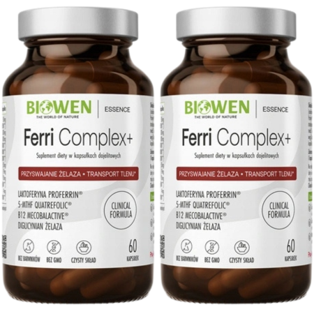 Biowen Ferri Complex+ żelazo diglicynian laktoferyna 60 kapsułek suplement diety.png