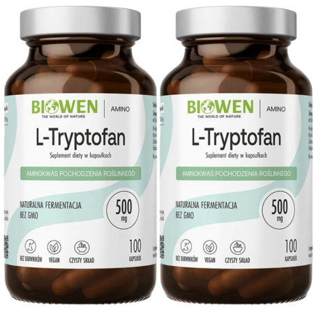 2x L-Tryptofan 500 mg Biowen – suplement diety w kapsułkach VEGE