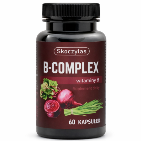Skoczylas B-COMPLEX 60 kapsułek – kompleks witamin z grupy B w formach metylowanych, wspierający układ nerwowy, metabolizm i redukcję zmęczenia.