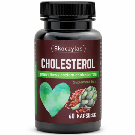 Skoczylas Cholesterol 60 kapsułek – naturalne wsparcie dla utrzymania prawidłowego poziomu cholesterolu, z czerwonym ryżem, berberyną i karczochem.