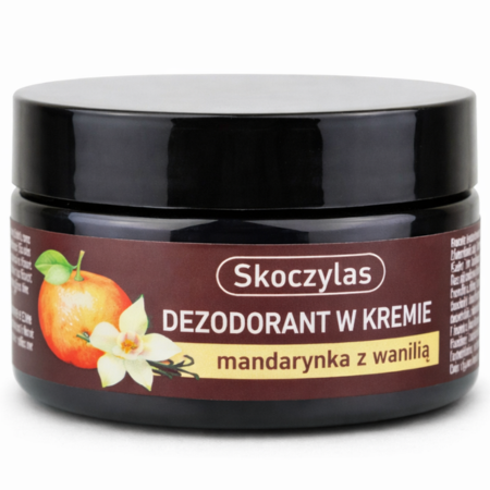 Skoczylas Dezodorant w kremie mandarynka z wanilią 60 ml – naturalny kosmetyk bez soli aluminium, o delikatnym zapachu mandarynki i wanilii, idealny do codziennej pielęgnacji.