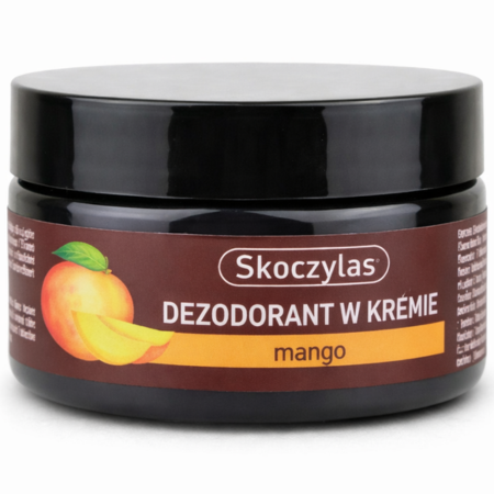 Skoczylas Dezodorant w kremie mango 60 ml – naturalny dezodorant bez soli aluminium, o świeżym, owocowym zapachu mango, stworzony do codziennej ochrony skóry.