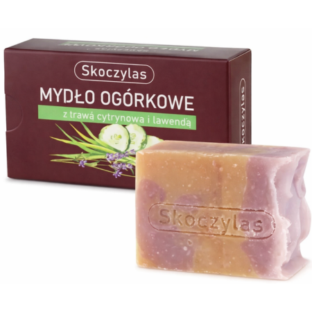 Skoczylas Mydło Ogórkowe z Trawą Cytrynową i Lawendą 100 g – naturalne, ręcznie robione mydło do twarzy i ciała