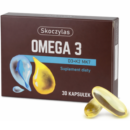 Skoczylas Omega 3 D3 + K2 MK7 – DHA 712 mg, EPA 254 mg, 30 kapsułek, suplement omega 3 z witaminą D3 i K2