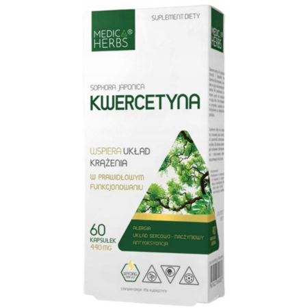 Medica Herbs Kwercetyna 440 mg 95% 60 kapsułek – ekstrakt z Sophora japonica na alergię i układ krążenia