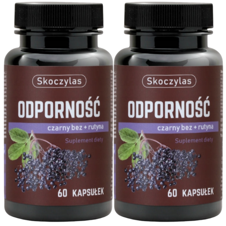 Odporność Skoczylas – czarny bez, rutyna, czystek, jeżówka, tarczyca bajkalska, traganek – naturalne wsparcie odporności – 60 kapsułek