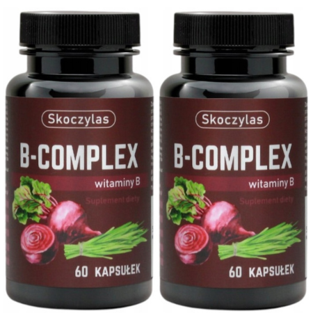 Skoczylas B-COMPLEX 60 kapsułek – kompleks witamin z grupy B w formach metylowanych, wspierający układ nerwowy, metabolizm i redukcję zmęczenia.