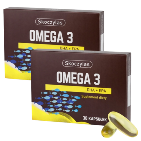 2x Skoczylas Omega 3 DHA 712 mg + EPA 254 mg – 1000 mg oleju rybiego, 30 kapsułek, suplement diety omega 3