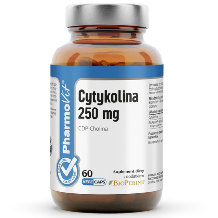 Pharmovit Cytykolina 250 mg CDP-Cholina 60 kapsułek Clean Label BioPerine