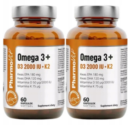 Omega 3 + D3 2000 IU + K2 MK-7 Pharmovit – suplement diety kapsułki