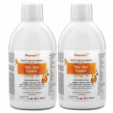 Pharmovit Włosy Skóra Paznokcie – płyn z kolagenem, biotyną, MSM i witaminami – 500 ml