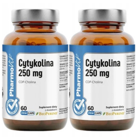 Pharmovit Cytykolina 250 mg CDP-Cholina 60 kapsułek Clean Label BioPerine
