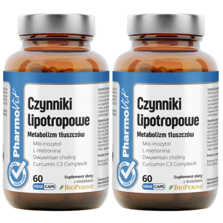 Czynniki Lipotropowe Metabolizm Tłuszczów Clean Label Pharmovit – wsparcie wątroby, metabolizmu tłuszczów i trawienia – 60 kapsułek
